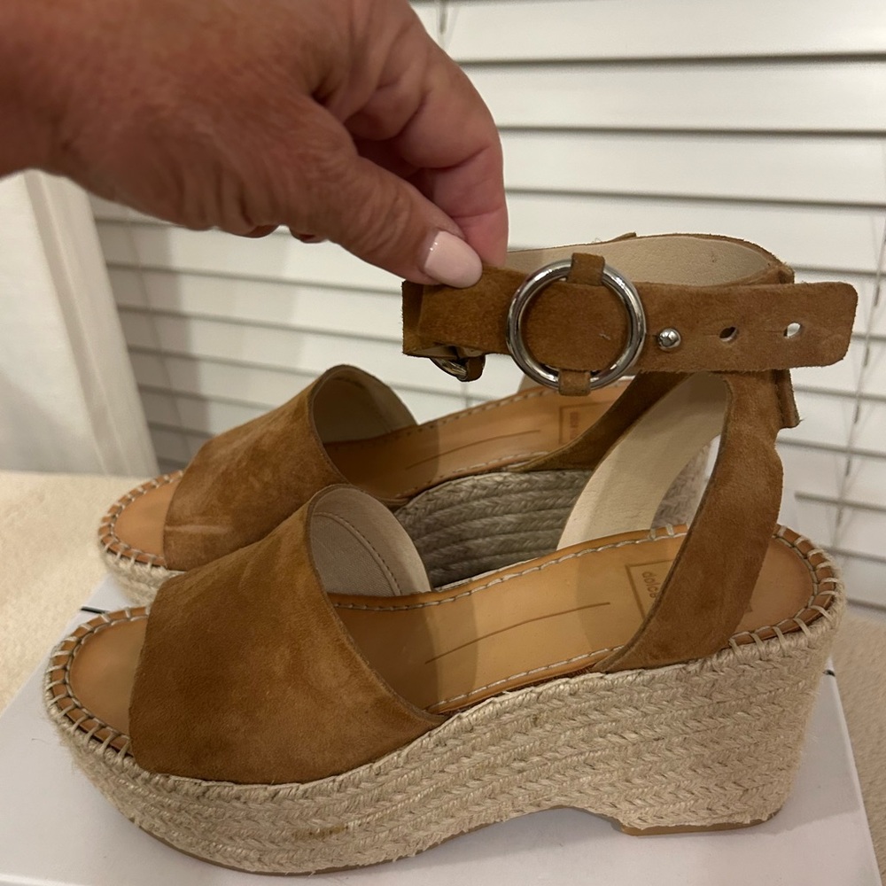Dolce Vita Tan Suede Espadrille Wedges